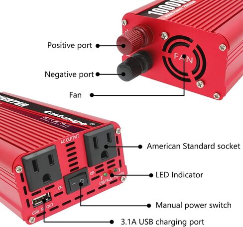 800W/2000W(Peak) DC 12V to 110V AC Power Inverter Converter with 3.1A USB Car Adapter and Cigarette Lighter for Car Home Laptop Truck in Saudi Arabia
