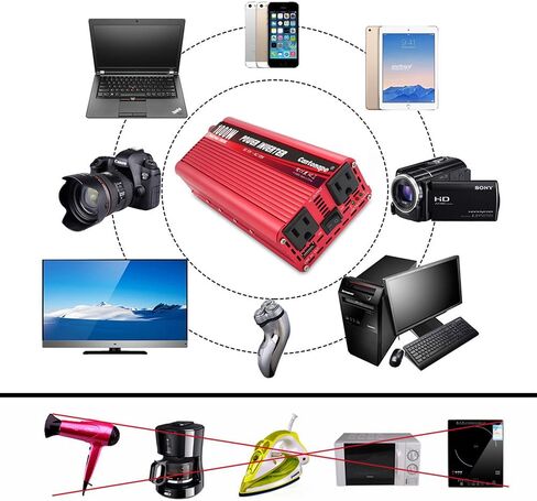 800W/2000W(Peak) DC 12V to 110V AC Power Inverter Converter with 3.1A USB Car Adapter and Cigarette Lighter for Car Home Laptop Truck in Saudi Arabia