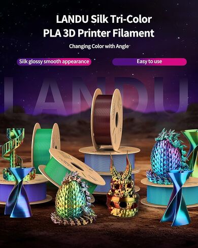 LANDU Silk Dual Color PLA Filament 1.75mm 1KG, 3D Printer Filament Dimensional Accuracy +/- 0.02mm, Coextrusion Filament PLA Shiny Filament Fits for Most FDM 3D Printers,1KG Spool (2.2lbs) Red Black in Kuwait