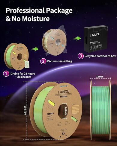 LANDU Silk Dual Color PLA Filament 1.75mm 1KG, 3D Printer Filament Dimensional Accuracy +/- 0.02mm, Coextrusion Filament PLA Shiny Filament Fits for Most FDM 3D Printers,1KG Spool (2.2lbs) Red Black in Kuwait