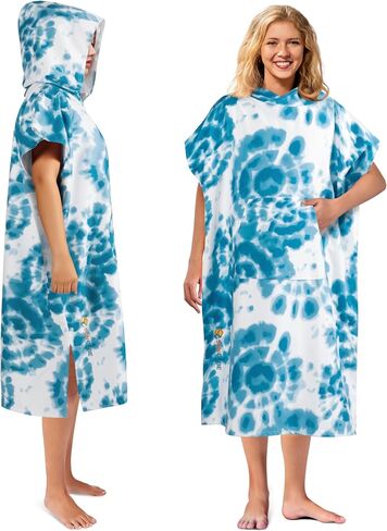 SUN CUBE Surf Poncho Changing Robe with Hood, Quick Dry Microfiber Wetsuit Changing Towel with Pocket for Surfing Men Women in Saudi Arabia
