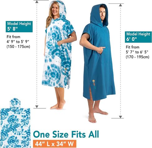 SUN CUBE Surf Poncho Changing Robe with Hood, Quick Dry Microfiber Wetsuit Changing Towel with Pocket for Surfing Men Women in Saudi Arabia