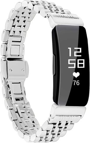 Chofit Metal Bracelet Compatible with Fitbit Inspire/Inspire HR/Inspire 2 Bands, Stainless Steel Replacement Strap Wristband Accessories for Inspire Tracker for Women (Silver-Gold) in Saudi Arabia