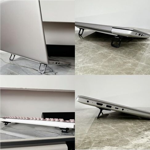2Pcs Universal Laptop Table Stand Portable Mimi Anti-Slip Zinc Alloy Keyboard Lift Stable Keyboard Riser Multi Function As Phone Back Holder -Sliver in Saudi Arabia