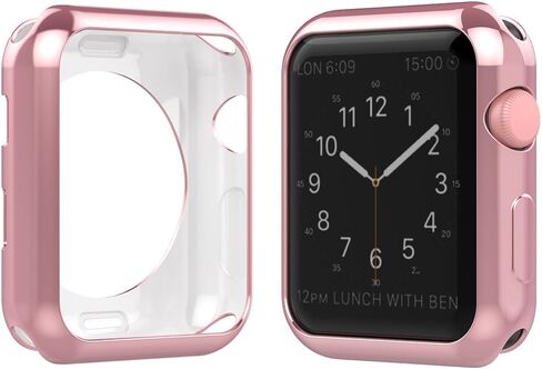 حافظة ظهر ناعمة من Simpeak مكونة من 5 قطع متوافقة مع Apple Watch 41mm Series 9 Series 8 Series 7، نحيفة، شفافة، أسود، وردي وردي، ذهبي وردي، فضي، بدون شاشة (41 مم) in Kuwait