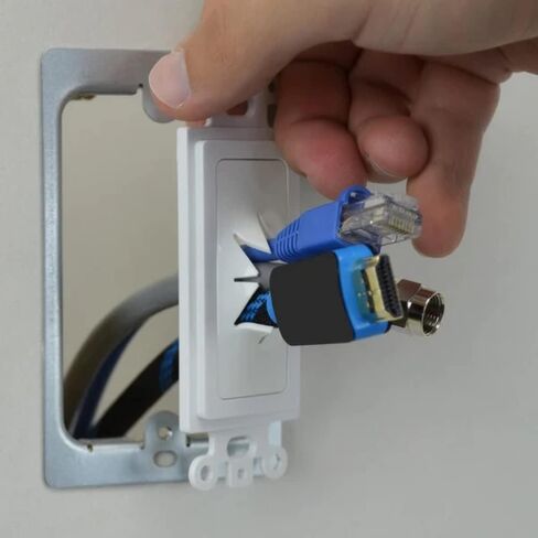 Cmple - 3 Port Decorator Wall Plate Insert, 1-Gang Keystone Wall Plate, Standard Keystone Jack Single Gang Wall Plate - White in Saudi Arabia