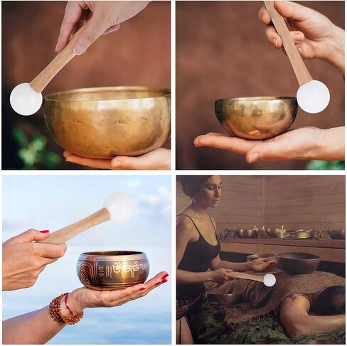 Singing Bowl Mallet, Crystal Singing Bowl Mallet, Meditation Sound Bowl Mallet with Wooden Handle, Rubber Ball Striker Mallet for Buddhist Meditation Yoga Chime in Saudi Arabia