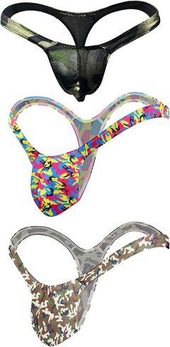 Men's Colorful G-String Thongs Colorful Printing Swimming T-Shaped Panties in Kuwait