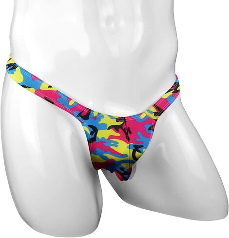 Men's Colorful G-String Thongs Colorful Printing Swimming T-Shaped Panties in Kuwait