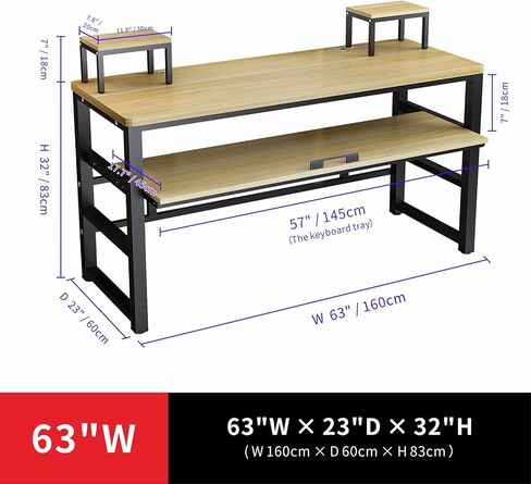 Music Studio Recording Desk with 1 Piano Keyboard Tray, Music Production Workstation, Home Office Furniture Wooden Table (Black Board + Black Frame, 63 inches) in Kuwait
