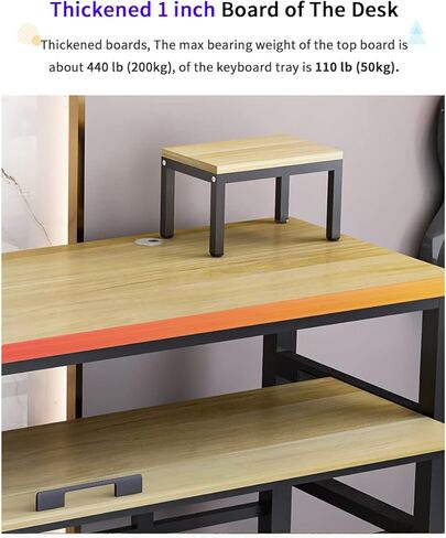 Music Studio Recording Desk with 1 Piano Keyboard Tray, Music Production Workstation, Home Office Furniture Wooden Table (Black Board + Black Frame, 63 inches) in Kuwait