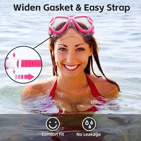 نظارات السباحة Freela مع غطاء الأنف نظارات السباحة للكبار 180 درجة رؤية واضحة قناع الغطس والغوص لشاطئ حمام السباحة in Kuwait