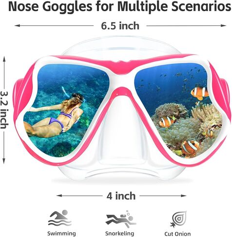 نظارات السباحة Freela مع غطاء الأنف نظارات السباحة للكبار 180 درجة رؤية واضحة قناع الغطس والغوص لشاطئ حمام السباحة in Kuwait