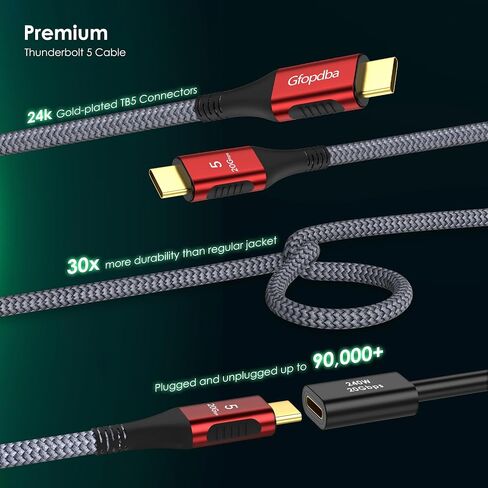 120Gbps Bandwidth for Thunderbolt 5 Cable 2.3FT, Support 80Gbps, PD 240W, 16K / 8K@60Hz, 4K@540Hz, USB C Video Display Cable for Thunderbolt 4/3, iPhone 16/15, Docking, SSD, USB4 in Saudi Arabia