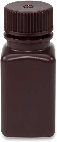 Globe Scientific 7180060AM Diamond RealSeal Bottle, Wide Mouth, Square, Amber HDPE with Amber PP Closure, 60mL, 12/Pack in Saudi Arabia
