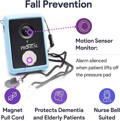 Bed Alarm for Elderly Dementia Patients, Sensor, Magnet, Nurse Bell -Chair and Bed Alarm and Fall Prevention for Elderly - Fall Alert Devices for Elderly - Chair Alarm Includes 9V Battery in Kuwait