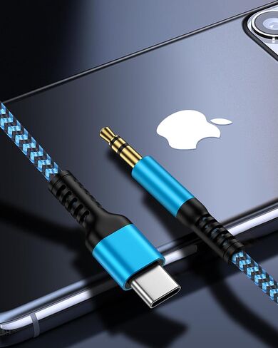 سلك iPhone 15 Aux للسيارة، سلك USB C Aux من النوع C إلى 3.5 مم كابل ذكر جاك مساعد صوتي، كابل ستيريو مساعد OX مضفر إلى USBC لـ Apple 16 Pro Max، 16 Pro، 16 Plus، 16، 15Pro Max، 15Plus، 15Pro in Kuwait