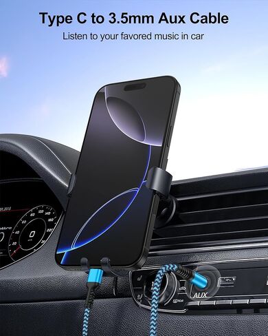 سلك iPhone 15 Aux للسيارة، سلك USB C Aux من النوع C إلى 3.5 مم كابل ذكر جاك مساعد صوتي، كابل ستيريو مساعد OX مضفر إلى USBC لـ Apple 16 Pro Max، 16 Pro، 16 Plus، 16، 15Pro Max، 15Plus، 15Pro in Kuwait