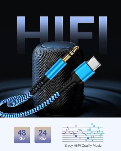 سلك iPhone 15 Aux للسيارة، سلك USB C Aux من النوع C إلى 3.5 مم كابل ذكر جاك مساعد صوتي، كابل ستيريو مساعد OX مضفر إلى USBC لـ Apple 16 Pro Max، 16 Pro، 16 Plus، 16، 15Pro Max، 15Plus، 15Pro in Kuwait
