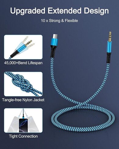 سلك iPhone 15 Aux للسيارة، سلك USB C Aux من النوع C إلى 3.5 مم كابل ذكر جاك مساعد صوتي، كابل ستيريو مساعد OX مضفر إلى USBC لـ Apple 16 Pro Max، 16 Pro، 16 Plus، 16، 15Pro Max، 15Plus، 15Pro in Kuwait