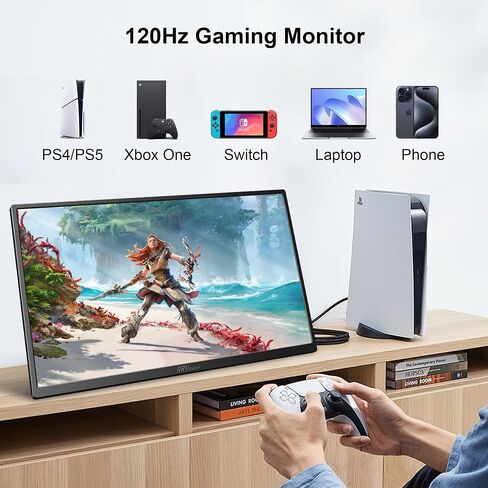 Laptop Screen Extender Monitor Portable, 15.6'' FHD 1080P Triple Screen Laptop Monitor Extender with HDMI, One-Cable Connection for 13.3-16" USB-C Laptops, Mac, 235° Rotation and Adjustable Kickstand in Saudi Arabia