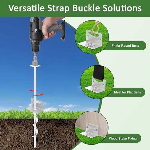 24'' Mobile Home Anchors, Set of 4 Ground Anchors Screw in with Brackets and Drill Bit Storage Shed Anchor Kit Swing Anchor Kits Heavy Duty Spiral Garden Earth Anchors for Trampoline Fence in Kuwait