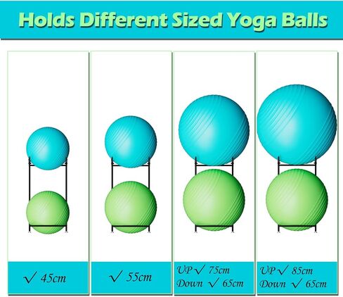حامل كرة التمرين - حامل كرة طبية لتخزين سجادة اليوجا لكرة اليوجا مقاس 85 سم، حامل كرة ثبات منظم كرة المرآب لصالة الألعاب الرياضية المنزلية in Kuwait