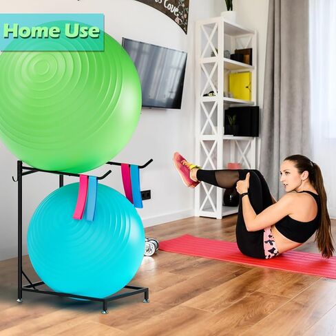 حامل كرة التمرين - حامل كرة طبية لتخزين سجادة اليوجا لكرة اليوجا مقاس 85 سم، حامل كرة ثبات منظم كرة المرآب لصالة الألعاب الرياضية المنزلية in Kuwait