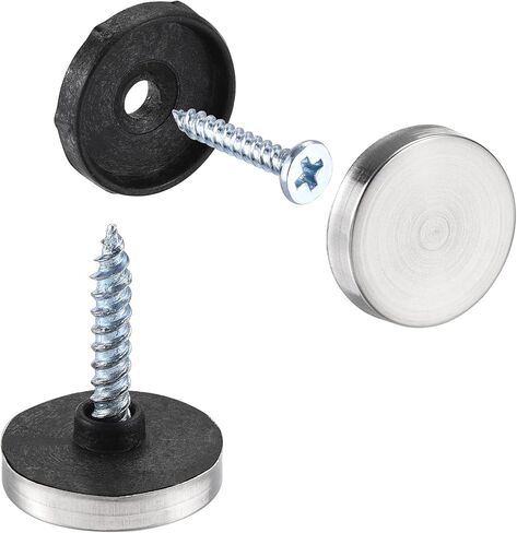 uxcell Mirror Screws, 14mm/0.55", 28pcs Decorative Cap Fasteners Cover Nails, Wire Drawing, Silver Tone 201 Stainless Steel in Saudi Arabia