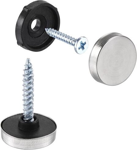 uxcell Mirror Screws, 14mm/0.55", 28pcs Decorative Cap Fasteners Cover Nails, Wire Drawing, Silver Tone 201 Stainless Steel in Saudi Arabia