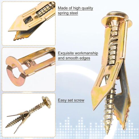 80pcs Heavy Duty Wall Anchors, Metal Self-Drilling Anchors and Screws, Dry Wall Screw Anchors Kits, No Drill or Holes in Wall (40 Pcs 0.47 x 1.56 inch Steel Anchors, 40 Pcs Zinc Screws) in Saudi Arabia