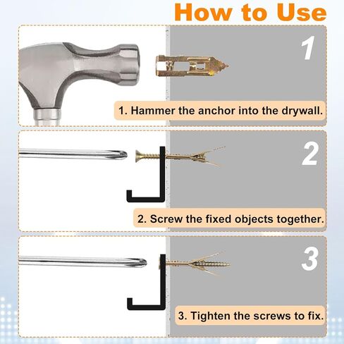 80pcs Heavy Duty Wall Anchors, Metal Self-Drilling Anchors and Screws, Dry Wall Screw Anchors Kits, No Drill or Holes in Wall (40 Pcs 0.47 x 1.56 inch Steel Anchors, 40 Pcs Zinc Screws) in Saudi Arabia