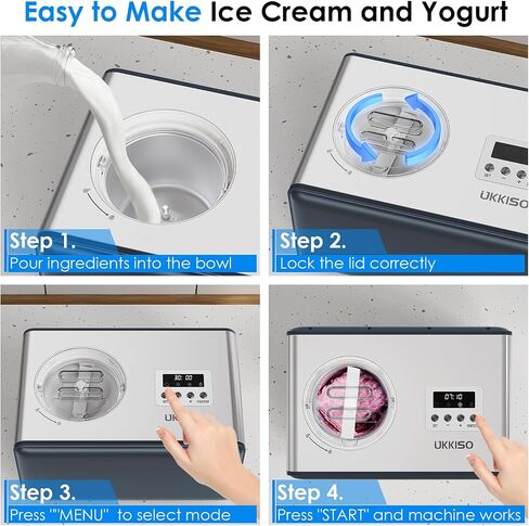 2-in-1 Ice Cream Maker & Yogurt Maker: 1.6Qt Automatic Ice Cream Maker Machine with Yogurt Mode, Stainless Steel Homemade Soft Serve Ice Cream Machine with Compressor for Home, Christmas Gift in Saudi Arabia
