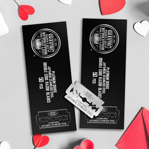 50 Count Double Edge Razor Blades - Men's Safety for Shaving Platinum Japanese Stainless Steel a Smooth, Precise and Clean Shave in Kuwait