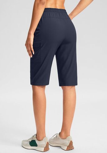 SANTINY Women's 13" Long Hiking Shorts Knee Length Quick Dry Cargo Bermuda Shorts for Women with Zipper Pockets in Saudi Arabia