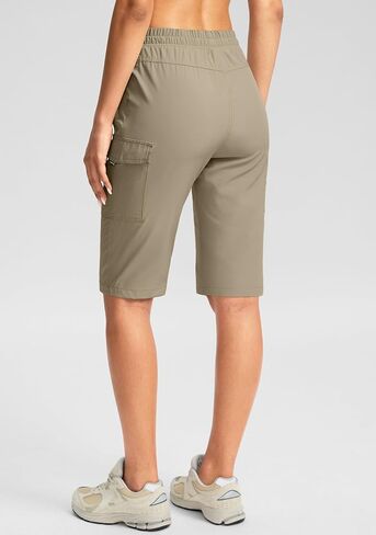 SANTINY Women's 13" Long Hiking Shorts Knee Length Quick Dry Cargo Bermuda Shorts for Women with Zipper Pockets in Saudi Arabia