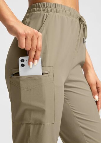 SANTINY Women's 13" Long Hiking Shorts Knee Length Quick Dry Cargo Bermuda Shorts for Women with Zipper Pockets in Saudi Arabia