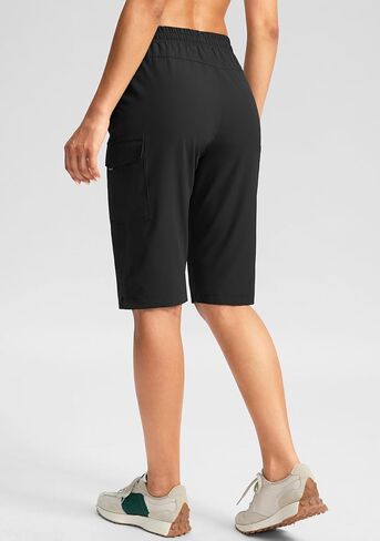 شورت برمودا نسائي طويل بطول 13 بوصة من SANTINY بطول الركبة وسريع الجفاف برمودا للنساء مع جيوب بسحاب in Kuwait