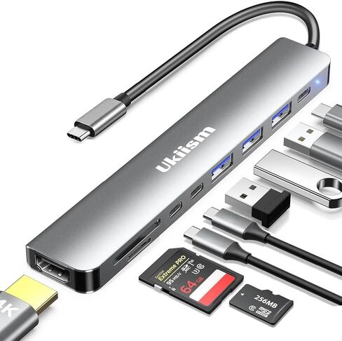 محول USB C Hub HDMI، 4 في 1 USB C إلى HDMI Hub مع 100W PD، USB 3.0/2.0، USB C Dongle لأجهزة MacBook Air/Pro، iPad Pro، Mac، Dell/Acer/HP/ASUS/Steam Deck/ روج علي in Kuwait