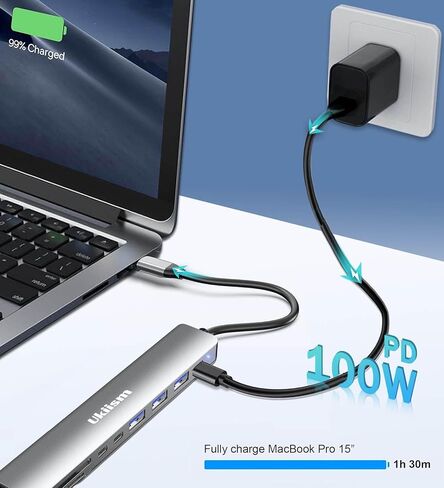 محول USB C Hub HDMI، 4 في 1 USB C إلى HDMI Hub مع 100W PD، USB 3.0/2.0، USB C Dongle لأجهزة MacBook Air/Pro، iPad Pro، Mac، Dell/Acer/HP/ASUS/Steam Deck/ روج علي in Kuwait