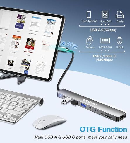 محول USB C Hub HDMI، 4 في 1 USB C إلى HDMI Hub مع 100W PD، USB 3.0/2.0، USB C Dongle لأجهزة MacBook Air/Pro، iPad Pro، Mac، Dell/Acer/HP/ASUS/Steam Deck/ روج علي in Kuwait