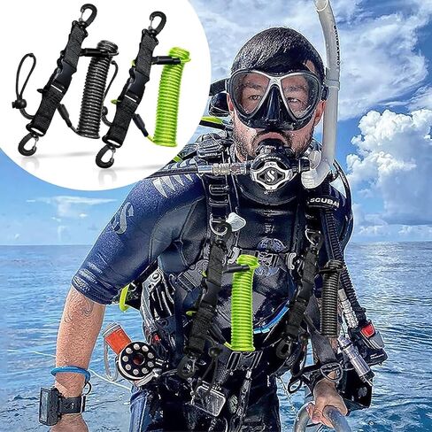 Scuba Diving Lanyard, Heavy Duty Stainless Steel Spring Coiled Lanyard with Quick Release Buckle - 2 Pack in Saudi Arabia