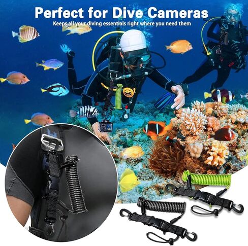 Scuba Diving Lanyard, Heavy Duty Stainless Steel Spring Coiled Lanyard with Quick Release Buckle - 2 Pack in Saudi Arabia
