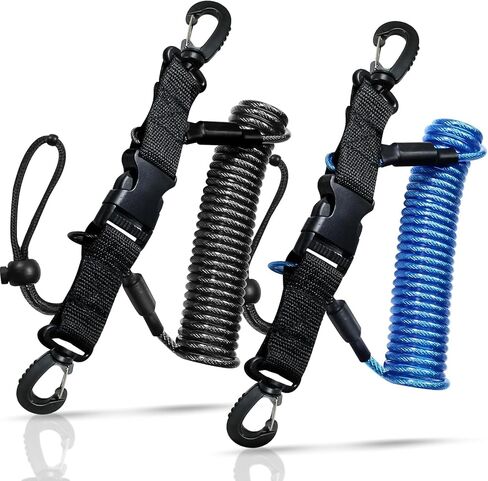 Scuba Diving Lanyard, Heavy Duty Stainless Steel Spring Coiled Lanyard with Quick Release Buckle - 2 Pack in Saudi Arabia