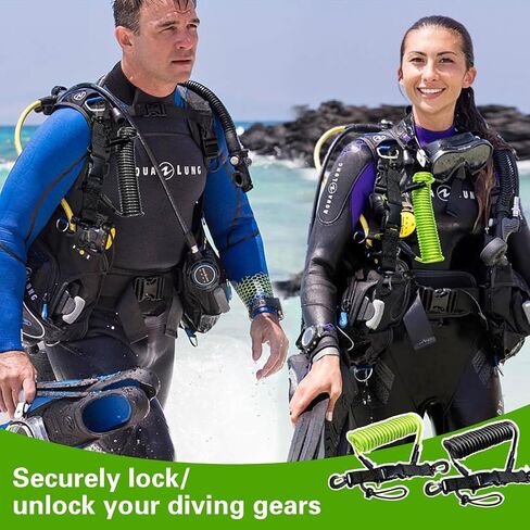 Scuba Diving Lanyard, Heavy Duty Stainless Steel Spring Coiled Lanyard with Quick Release Buckle - 2 Pack in Saudi Arabia