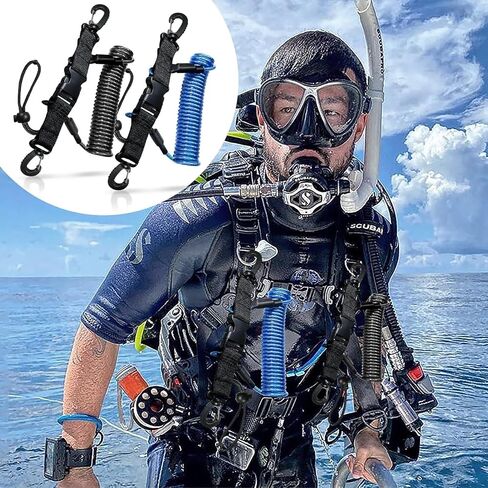 Scuba Diving Lanyard, Heavy Duty Stainless Steel Spring Coiled Lanyard with Quick Release Buckle - 2 Pack in Saudi Arabia
