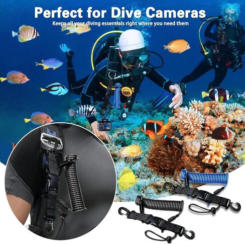 Scuba Diving Lanyard, Heavy Duty Stainless Steel Spring Coiled Lanyard with Quick Release Buckle - 2 Pack in Saudi Arabia