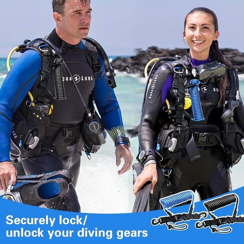 Scuba Diving Lanyard, Heavy Duty Stainless Steel Spring Coiled Lanyard with Quick Release Buckle - 2 Pack in Saudi Arabia