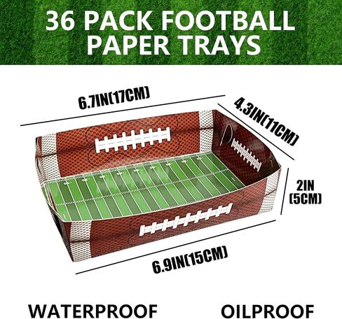 36 Pack Football Party Paper Food Trays Boats Disposable, Big Game Nacho Snack Tray Taco Hot Dog Popcorn Serving Food Boat Plates Football Birthday Party Decorations Supplies Favors in Saudi Arabia