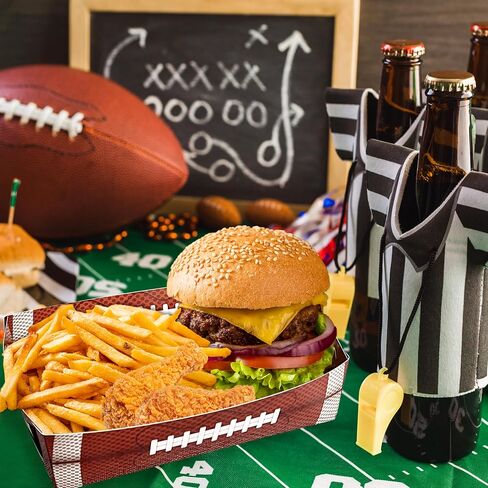 36 Pack Football Party Paper Food Trays Boats Disposable, Big Game Nacho Snack Tray Taco Hot Dog Popcorn Serving Food Boat Plates Football Birthday Party Decorations Supplies Favors in Saudi Arabia